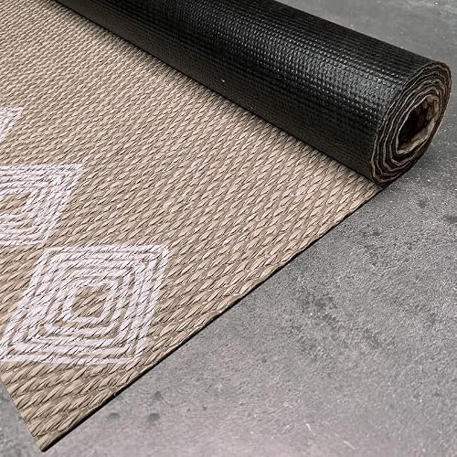 STORESDECO Vinyl Teppich pflegeleicht rutschfest, Küchenläufer & Läufer für Flur, Wohnzimmer und Esszimmer, In & Outdoor Teppich wetterfest, Premium Qualität Größe: 80 x 150 cm Ethno Weiß