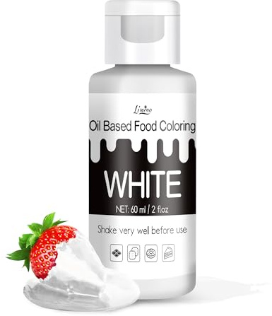 Colorante Alimentario a Base de Aceite para Chocolate - Colorante Alimentario Vívido para Candy Melts, Repostería, Decoración de Pasteles, Fondant, Colorante Alimentario Soluble en Grasa 60ml (Blanco)