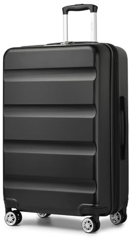 KONO Koffer Trolley Groß Erweiterbares Hartschalengepäck Leichte Koffer XL mit TSA-Schloss und 4 Doppelspinnrollen ideal für Reisen und Business 75x47.5x29.5cm, Schwarz