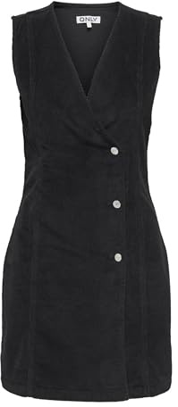 ONLY Onlglobals/L Short Cord Dress Pnt, Nero, L Donna
