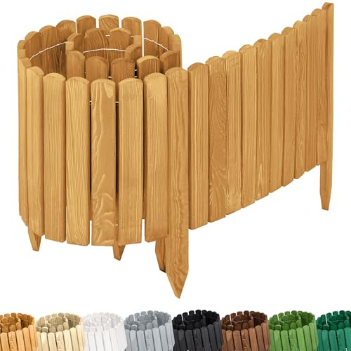 Garronda Clôture Décorative en Bois Naturel - Flexible et Résistante - Barrière Bois pour Délimitation - Clôtures Décoratives - 200 cm - GD-0110 (Marron Clair, Hauteur: 40 cm)