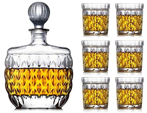 DEFBOW Whiskey Decanter Sets for Men, Wine Carafe Creative Crystal Glass Wine Liquor Wine Bottle Decoration Sealed Decanter Wine Bottle Jug Set Decanter