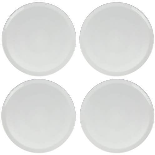 STEINWOHN Lot de 4 assiettes à pizza XL Ø 33 cm en porcelaine de qualité gastronomique, fabriquées en UE, passent au lave-vaisselle et aux chocs