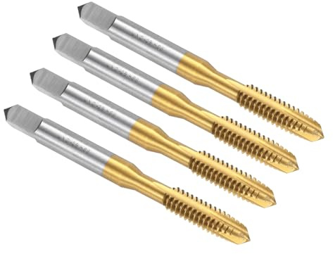 QUARKZMAN Taraud à Point Spirale Filetage 1/4-20 UNC, Filets Rectifiés H2, Acier Rapide 6542, Revêtement Titane, Tarauds pour Réparation de Filetage, 4pcs