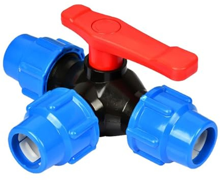 Valvola di commutazione a 3 vie per irrigazione a goccia, raccordi idraulici per tubi dell'acqua, 20/25/32/40/50/63 mm, per collegamento esterno del rubinetto, collegamento tubo da giardino (63 mm)