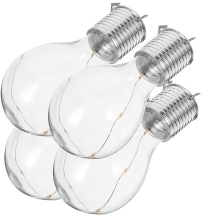 NUOBESTY 4pezzi Solare Led Punti Luce Sospesa Filo Di Rame Lampadario Decorativo Per Esterni Clip Bianca Calda