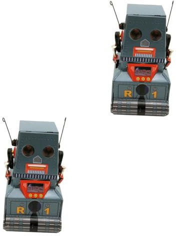 Homoyoyo 2pcs Vintage Style Robot Toy Wind-up Action Figure Material Toys for Photography and Decor Cool Colors Great for Birthday and Festivals