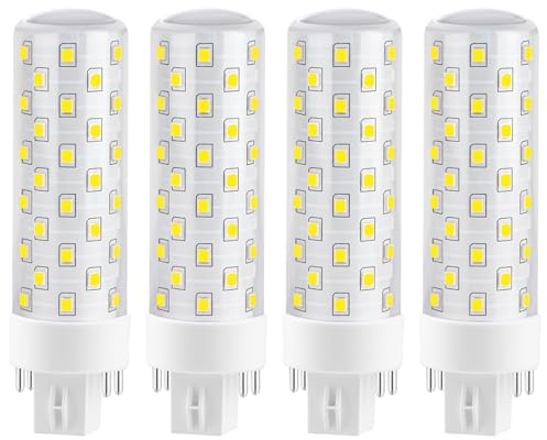 Makergroup GX24Q LED Bulbs, 6000K Cool White, 4-Pin Base CFL Light Bulb Replacement for 13W 18W 26W Compact Fluorescent Bulb in Bathroom Vent Fan, Kitchen Hood 10W 4-Pack (Ballast Removed Required)