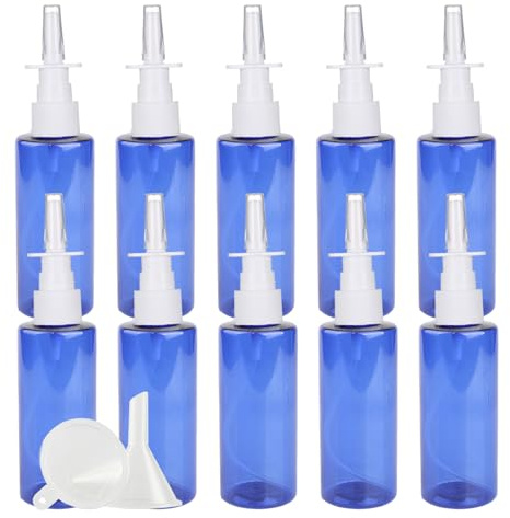 PQPAUTY 10 Pezzi Flacone Spray Nasale 80ml Blu, Spray Nasale Vuota in Plastica Riutilizzabile, Mini Nebulizzatore Spray Nasale per Uso Domestico e in Viaggio, Oli Essenziali, Soluzione Salina