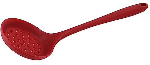 CONGARTENO Espumadera Silicona Cocina Roja, Cuchara Ranurada de Gran Capacidad para Colar Sopa y Hot Pot, Mango Largo, Resistente al Óxido