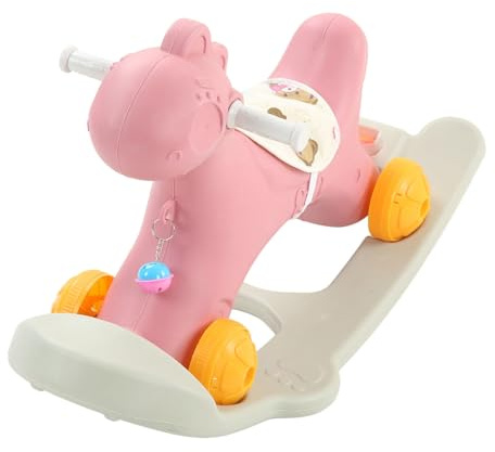 Generic Schaukelpferd-Spielzeug aus Kunststoff mit Doppeltem Verwendungszweck für den Innenbereich mit Glocke und Anti-Rutsch-Design für Zum Schaukeln (PINK)
