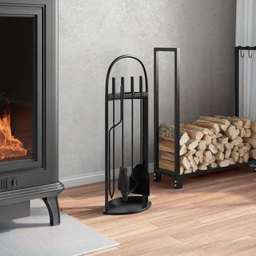 5-teiliges Kaminbesteck-Set aus Stahl – Hochwertiges Zubehör für Kamine & Holzöfen – Langlebig & Stabil – Ideal für Feuerstellen & Kaminöfen – 23 x 15 x 66 cm