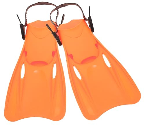 Gogogmee Palmes de Natation Ajustables pour Adultes Flippers Souples TPR et PP pour Plongée Entraînement et Snorkeling Confortables avec Orteils Ouverts Adaptées Femmes et Hommes Orange