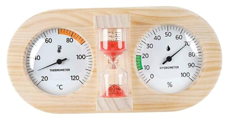 Ioensy Thermomètre-hygromètre pour Sauna, Horloge, Appareil 3 en 1 de Mesure de La Température et de L'humidité pour Salle de Sport, Rouge