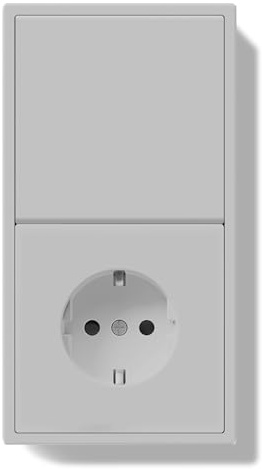 BSEED Interruptor con Enchufe Pared,1 Gang 1 Vía+Enchufe Gris Claro 150 * 80mm,Interruptor de Luz Empotrado 16A,Panel de Plástico,con Ganchos de Sujeción Fijos,Diseño sin Tornillos