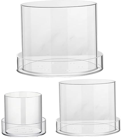 Hotainoys 3PCS Clear Plant Pots with Drainage 4/6/8 Inch Clear Nursery Pots with Saucer, Acrylic Plant Pot for Indoor Outdoor Transplanting Succulents Cuttings Seedlings with Drainage