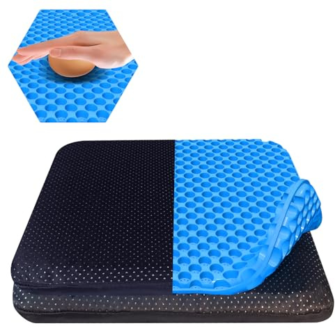 Juroof Large Gel Seat Cushion For Long Sitting With Non-Slip Covers,Soft & Breathable For Chair,Gaming,Car,Office,Desk Chair and Wheelchair,Office Pads (Blue-40 x 35cm) (40 x 35 x 2.5cm)