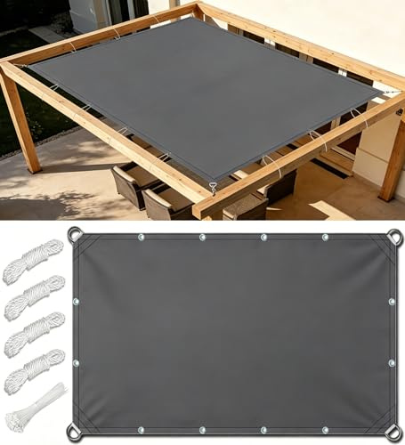 Sonnensegel Wasserdicht Rechteckig 1.5x4.5m Gerade Kante UV Schutz Wetterschutz Sonnenschutz PES Polyester mit Ösen für Terrasse Balkon Garten Dunkelgrau