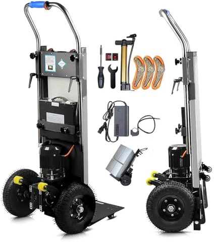 Elektrisk trappvagn, 400 kg belastning, teleskophandtag (45-65 tum), avtagbart batteri, 1200 W borstlös motor för enkel godstransport upp och ner trappor
