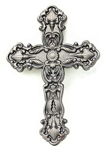 UHRIG massives Wandkreuz aus Eisen, Schmiedeeisen Kruzifix zum Aufhängen, christliches Kreuz für die Wand, 25cm hoch. Oberfläche blank.