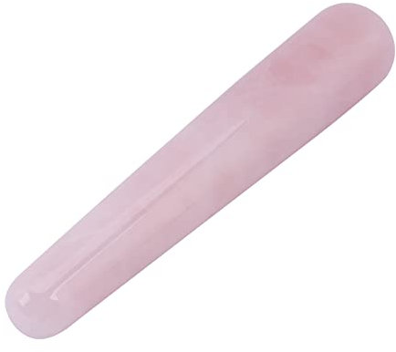 FTVOGUE Piedra de Cuarzo Natural para Masaje Facial, Varita Suave, Herramienta de Tratamiento, 110 mm (Rosa)