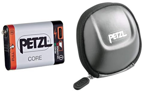 Petzl Core Rechargeable Battery & E93990 POCHE Carrying Case for Ultra-Compact Headlamps