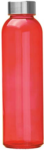 noTrash2003 Trinkflasche aus Glas BPA frei 500 mL mit Edelstahlverschluss Trainingsflasche Sport Gym Camping Outdoor Fitness Sportflasche Blau Pink Grün Orange Rot oder Transparent (Rot)