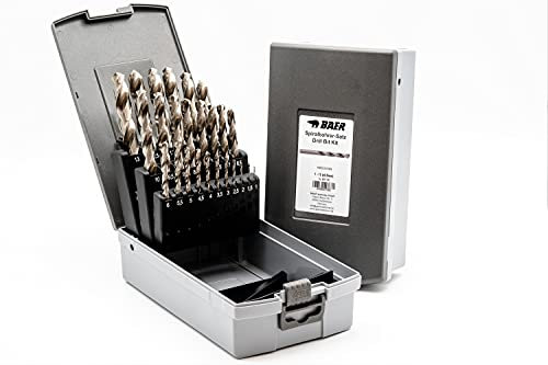 BaerCoil BAER HSSG Spiralbohrer Set (0,5mm steigend) 1-13 mm - DIN 338 - Spiralbohrersatz - Bohrer für Stahl - Bohrerset Stahl - Spiralbohrerset