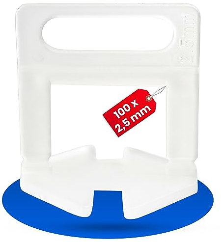 Croisillons auto-nivelants pour carrelage, Largeur de joint de 2,5 mm et hauteur de carreaux de 3 à 15 mm, 100 pièces, Système de nivellement carreaux, Aide à la pose, Outils carrelages, Entretoises
