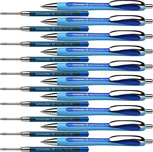 Schneider Slider Rave XB Kugelschreiber ECO Pack (blau, 10 Stück + Ersatzminen)