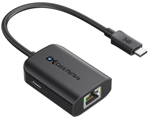 Cable Matters USB-C till Gigabit Ethernet Adapter med 100 W Laddning | Upp till 480 Mbps för Chromecast med Google TV (Google TV Chromecast 2020 Version), kompatibel med MacBook Pro, XPS, Surface