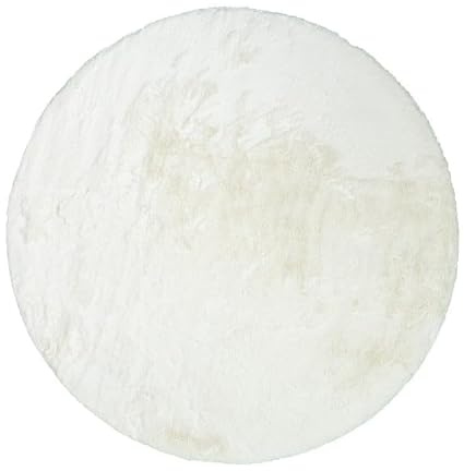 FRAAI | Home & Living Hochflor Teppich Rund - Comfy Supreme Weiß - Ø 200 cm | Shaggy, Einfarbig - Ländlich, Modern, Skandinavisch - Wohnzimmer, Esszimmer, Schlafzimmer - Fellteppich