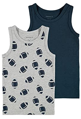 Name IT Jungen Nmmtank Top 2p Grey Mel Rugby Noos Unterhemd (2er Pack)