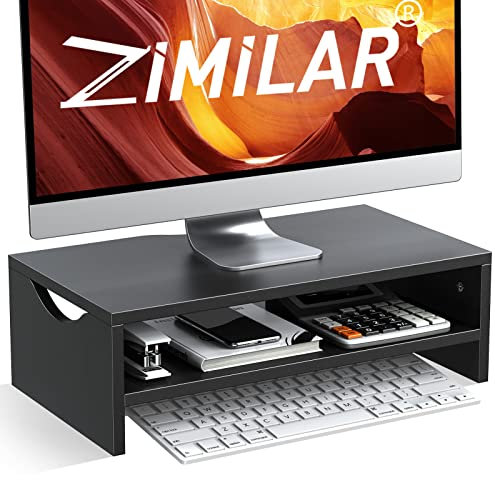 Zimilar Monitor-Ständer-Riser, 2 Ebenen Laptop Computer Monitor Riser für PC-Bildschirm, iMac, Desktop Holz Bildschirm Monitor Stand Riser mit Speicher Organizer für Home Office (schwarz)