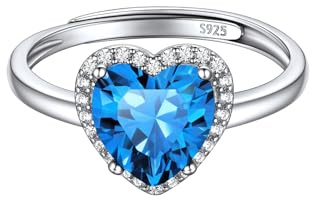 ChicSilver Mädchen Fingerring mit Saphir Gebursstein Ringe 925 Silber Damen verstellbarer Ring mit Zirkonia Einstellbarer Ringe Silber Damen 925 Versprechen Ringe Modeschmuck für Tochter