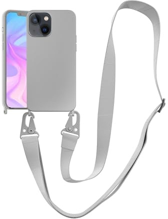 Handykette Handyhülle kompatibel mit Apple iPhone 12/iPhone 12 Pro Necklace Hülle Nylon Schultergurt Weich Silikon TPU Cover mit Kordel zum Umhängen Schutzhülle mit Stylische Band(Silber)