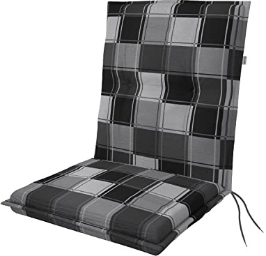 Doppler Niederlehner-Auflage 100x48x6 cm – Weiches Gartenstuhl-Polster grau Quadrat | Sitzkissen mit Bindebändern | Bequeme Auflage für Balkon, Garten & Terrasse