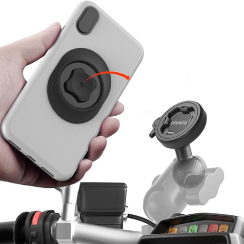 Universal 1” Ball Motorcycle Phone Mount,Quick Release Motor Bike Smartphone Holder 【Series C - 2nd Gen】 Double Socket Arm not Included