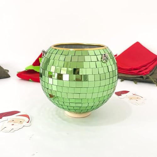 UNNS Planting Pots Ball Planter Basket Round Mirror Hanging Pot Flower Pot Wall Planter Pot Hangin Vase Desktop Decoration Balcony Vase Pots for Plants (Color : Green, Sheet Size : 20cm)