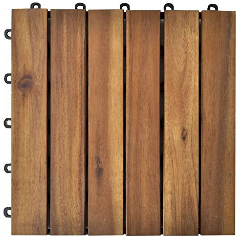 Festnight Terrassenfliesen Holz 30x30 cm 20 STK Terrassendielen Balkonfliesen Holzfliesen Fliesen Bodenfliese Gartenfliesen Bodenbelag Balkon Boden Terassenboden Außen