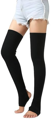 Jambières de ballet de danse détrier tricotées longues pour femmes sur les cuisses hautes sans pied Chaussettes de yoga Chaussettes de danse de ballet Chaussettes de bottes latines Chaussettes