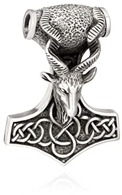 NKlaus Kettenanhänger Thors Hammer Steinbock, 925 Silber, 44x32mm, 1 Stück | Wikinger; Gewicht: 15,7g; 6x5mm