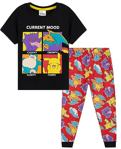 Pokemon Boys Pyjamas Set - Lounge Wear T-Shirt and Long Bottoms Teenagers Kids PJs 4-14 Years - Gifts for Boys (Multi/Black, 13-14 Years)