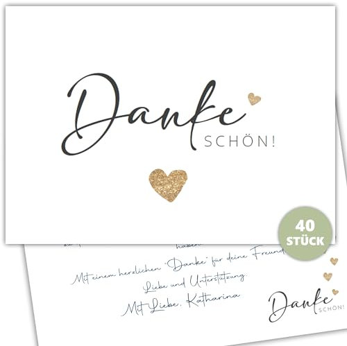 Eummel 40 zauberhafte Dankeskarten auf hochwertigen 300g Cremepapier | A6 Postkarte Danke schön Karte | Dankeschön Danksagungskarten