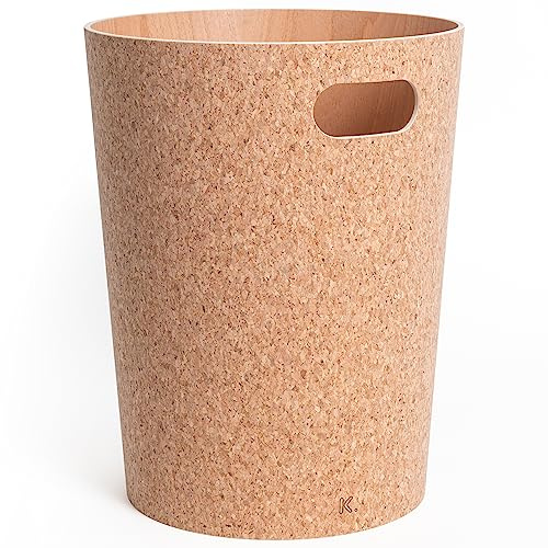 Kazai. Echtholz Papierkorb Börje | Moderner Holz Mülleimer für Büro, Kinderzimmer, Schlafzimmer u.m. | Kork (klassisch)
