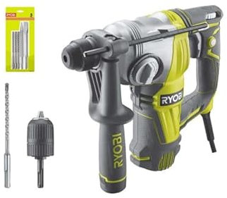 Pack Perforateur Burineur RYOBI SDSPLUS 800W - 4 modes - RSDS800-KC - Kit 3 forets RYOBI plus 2 burins SDS+ - RAKSP05