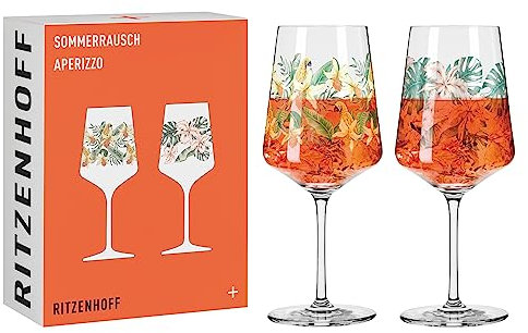 RITZENHOFF 6221001 - Juego de 2 vasos para aperitivos, 500 ml, serie Sommerrausch, estilo floral, multicolor, fabricado en Alemania