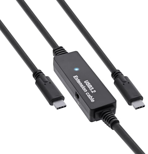 InLine USB 3.2 Gen.1 Aktiv-Kabel, USB-C Stecker an USB-C Stecker, schwarz, 10m