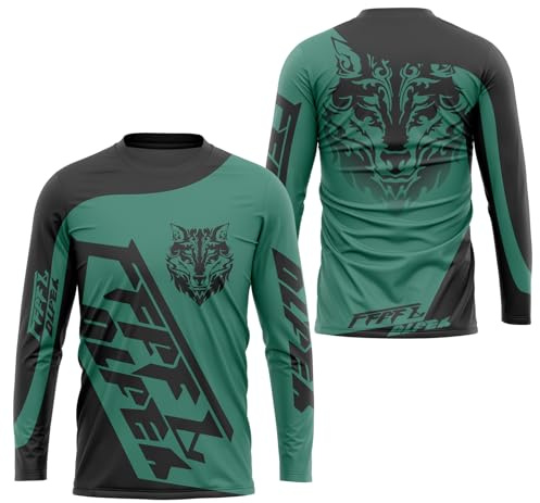 FFFF & OLFEH Herren Radtrikot Fahrradtrikot Langarm, Fahrradbekleidung Motocross Jersey Langarm MTB T-Shirt, Atmungsaktive Cycling Jersey,Shirt Downhill Fahrrad Jersey Schnelltrocknend