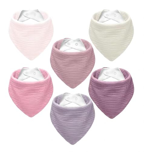 NISXABEBE Baberos bebé recién nacido bandana de muselina unisex, 6 unidades(Rosa